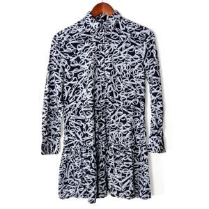 Kate Spade Shirt Dress Black White Print Size S Modernist Editorial Chic